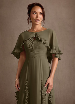 Azazie Darla Mother of the Bride Dresses Willow Green A-Line Ruched Chiffon Dress image7