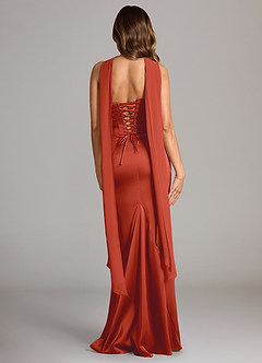 Azazie Sorrel Bridesmaid Dresses Rust Mermaid Strapless Stretch Satin Convertible Dress image2