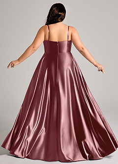 Azazie Elle Bridesmaid Dresses Vintage Mauve A-Line with Pockets Metallic Satin Dress image8