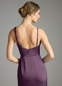 Azazie Samara Robes de demoiselle d'honneur Robe Sirène en Satin extensible Plissée Prune image6
