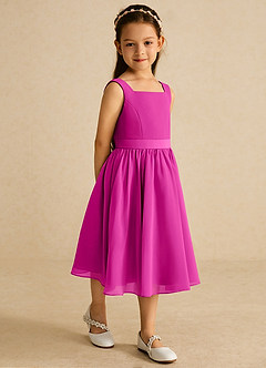 Azazie Ari Flower Girl Dresses Fuchsia A-Line Sleeveless Chiffon Dress image5
