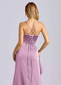 Azazie Sarai Bridesmaid Dresses Wisteria Sheath Corset Stretch Satin Dress image2
