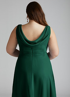 Azazie Karina Bridesmaid Dresses Emerald A-Line Pleated Chiffon Dress image10