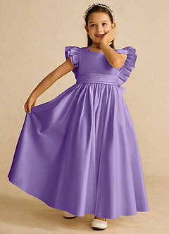 Azazie Piglette Flower Girl Dresses Tahiti A-Line Bow Matte Satin Dress image6