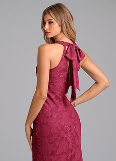 Azazie Doretta Robes de demoiselle d'honneur Robe Sirène en Blumen-Burnout Plissée Bourgogne image2