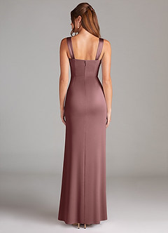 Azazie Denice Bridesmaid Dresses Vintage Mauve Sheath Pleated Stretch Satin Dress image2