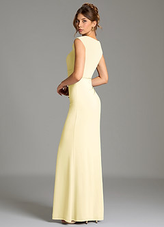 Azazie Chantal Robes de demoiselle d'honneur Robe Sirène en Jersey extensible de qualité supérieure Plissée Sorbet Citron image7
