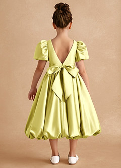 Azazie Jellybean Flower Girl Dresses Lemon Sorbet Ball-Gown Ruched Matte Satin Dress image2