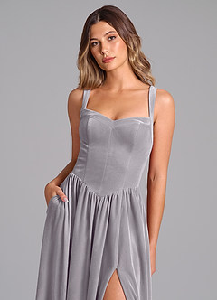 Azazie Francis Bridesmaid Dresses French Lilac A-Line Corset Velvet Dress image6