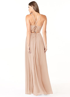 Azazie Aaida Bridesmaid Dresses English Rose A-Line Corset Chiffon Dress image2