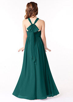 Azazie Jaylah Junior A-Linie Gestreift Chiffon Kleid Pfau image1
