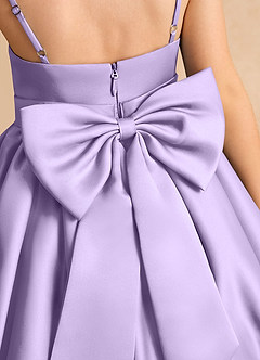 Azazie Davine Flower Girl Dresses Lilac A-Line Spaghetti Strap Matte Satin Dress image10
