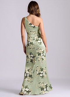 Azazie Phaedra Suknie dla druhen Linia A Jedno ramię Satyna elastyczna Do ziemi Sukienka image2