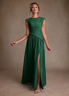 Azazie Kalleen Moeder van de bruid jurken A-Lijn Jurk van Chiffon Geplooid Donkergroen image2