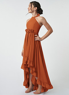Azazie Hermione Junior Cinnamon A-Line Chiffon Dress image4