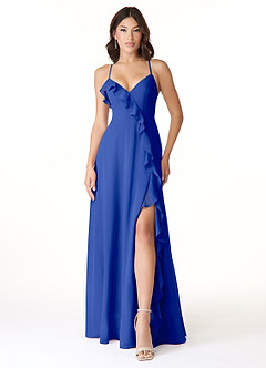 Azazie Tarni Brautjungfernkleider A-Linie Chiffon Kleid Königsblau image1