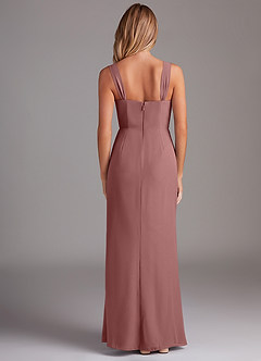 Azazie Denice Bridesmaid Dresses Desert Rose Sheath Pleated Chiffon Dress image2