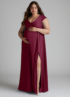 Azazie Allessia Abiti da damigella d'onore premaman Abito A-Line Plissettato Raso Elasticizzato Floor-Length image11