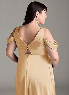 Azazie Rhea Zwangerschaps Bruidsmeisjekleding A-Lijn Off The Shoulder Geplooid Stretch Satijn Vloerlengte Jurk image13