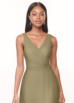 Azazie Nala Bridesmaid Dresses Moss Green A-Line Pleated Chiffon Dress image4