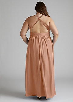 Azazie Ashia Bridesmaid Dresses Champagne Rose A-Line Pleated Chiffon Dress image11