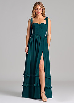 Azazie Anastacia Brautjungfernkleider A-Linie Herzausschnitt Chiffon Kleid Kiefer image1