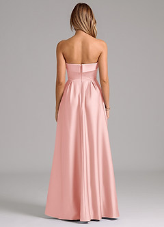 Azazie Lucienne Bridesmaid Dresses Powder Pink A-Line Strapless Stretch Satin Convertible Dress image7