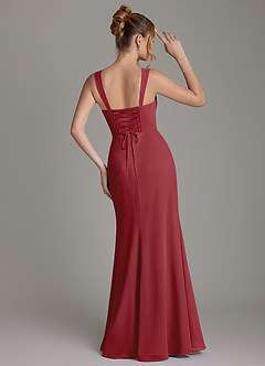 Azazie Agustina Bridesmaid Dresses Pomegranate Mermaid Corset Chiffon Dress image7