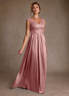 Azazie Amethyst Mother of the Bride Dresses Dusty Rose A-Line Lace Dress image3