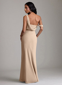 Azazie Madelyn Bridesmaid Dresses Taupe Mermaid One Shoulder Chiffon Convertible Dress image2