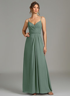 Azazie Sherah Bridesmaid Dresses Eucalyptus A-Line Pleated Chiffon Dress image5