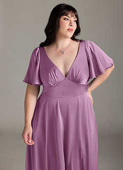 Azazie Kimber Brautjungfernkleider A-Linie Gestreift Stretch-Satin Kleid Blauregen image11