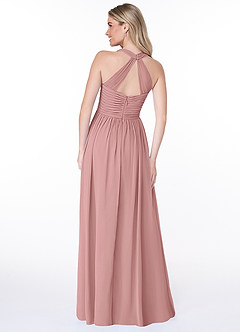 Azazie Jaclyn Abiti da Damigella Abito A-Line in Chiffon Plissettato Rosa Polverosa image2