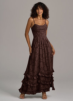 Azazie Lettie Bridesmaid Dresses Ganache A-Line Corset Floral Burnout Dress image1