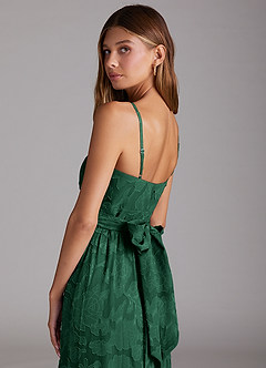 Azazie Nathalia Robes de demoiselle d'honneur Robe Trapèze en Blumen-Burnout Arc Vert Foncé image6