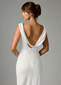 Azazie Kieryn Bridesmaid Dresses White Mermaid Pleated Stretch Satin Dress image2