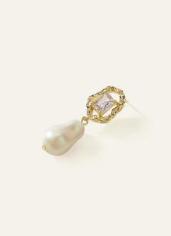 front Crystal Baroque Pearl Drop Earrings