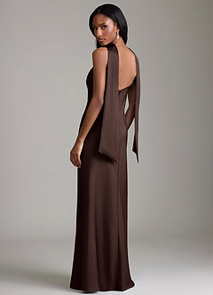 Azazie Cassiana Jurken voor bruidsmeisjes Jurk van Stretch Satijn met Zeemeermin Geplooid Ganache image2