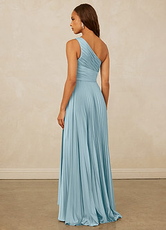 Christian Siriano Bridal for Azazie 1008 Robes de demoiselle d'honneur Robe Trapèze en Satin extensible Ue épaule Bleu Maussade image2