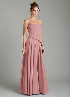 Azazie Gabriela Bridesmaid Dresses Dusty Rose A-Line Corset Chiffon Dress image5
