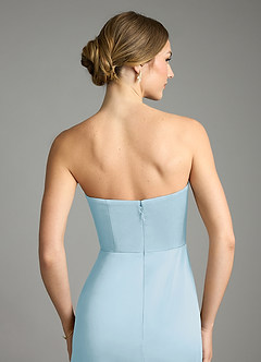 Azazie Wren Bridesmaid Dresses Sky Blue A-Line Strapless Stretch Satin Convertible Dress image12