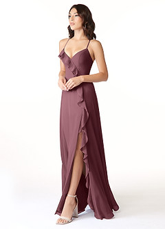 Azazie Tarni Bridesmaid Dresses Sangria A-Line Chiffon Dress image3