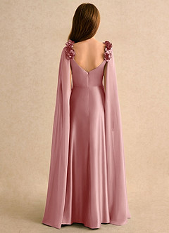 Azazie Rosita Girls Formal Flower Girl Dresses Dusty Rose A-Line Pleated Stretch Satin Dress image2
