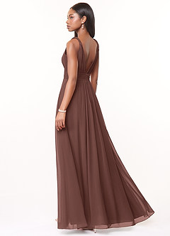 Azazie Maren Final Sale Desert Rose A-Line Pleated Chiffon Dress image4