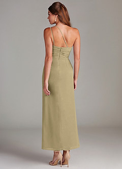 Azazie Eren 신부 들러리 드레스 인어 한쪽 어깨 쉬폰 발목 길이 드레스 image7