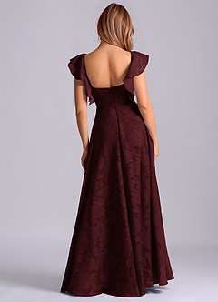 Azazie Leilani Bridesmaid Dresses Cabernet A-Line Sweetheart Neckline Floral Burnout Dress image2