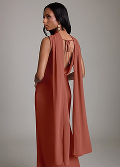 Azazie Linelle Robes de demoiselle d'honneur Robe Sirène en Mousseline de soie Plissée Auburn image9