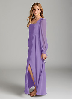 Azazie Leonia Junior Tahiti A-Line with Pockets Chiffon Dress image3