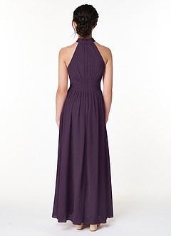 Azazie Iman Junior Plum A-Line Pleated Chiffon Dress image2