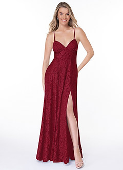 Azazie Dellana Bridesmaid Dresses A-Line Lace Floor-Length Dress image3